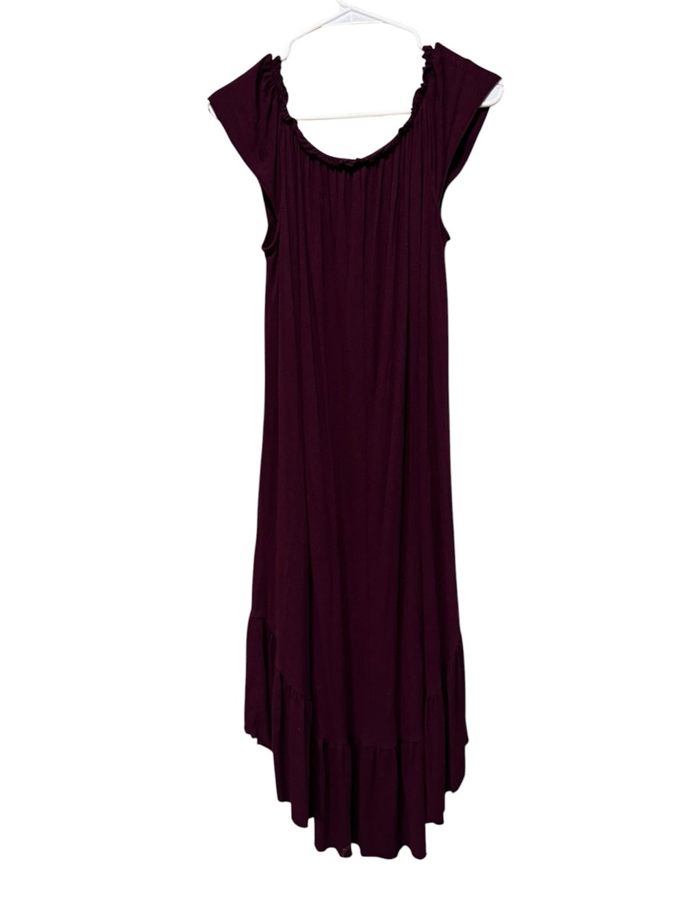 Sleeveless Ruffle-Trim Maxi Dress in Plum